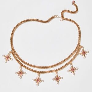 Free People Gold and Pink Layered Necklace